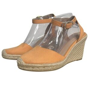 Stuart Weitzman Mango Orange Summer Jute Espadrille Wedge Sandal Women’s Size 9